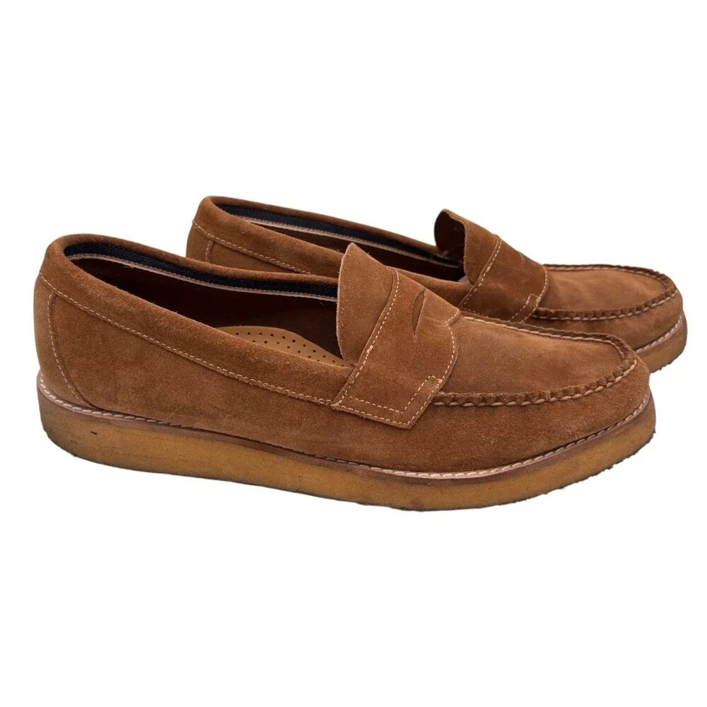 GH Bass Co Weejuns Mens Brown Suede Penny Loafers Crepe Sole EU 43 US 9 10